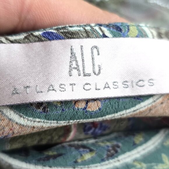 At Last Classics Green Colorful Floral Paisley Beaded Gypsy Boho Peasant Top - Picture 6 of 6